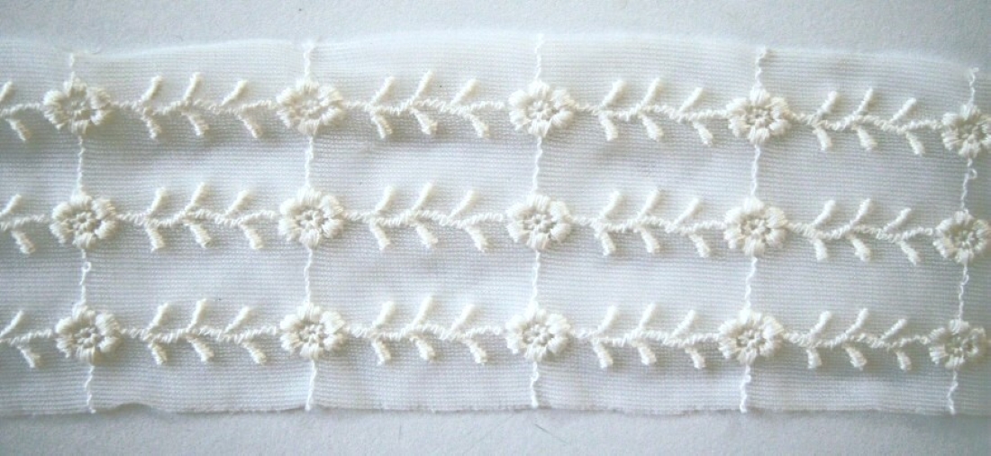 Ivory Embroidered Rows 2" Tricot