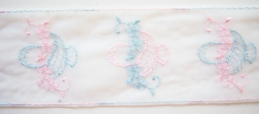 White/Pink/Blue 2 1/4" Tricot