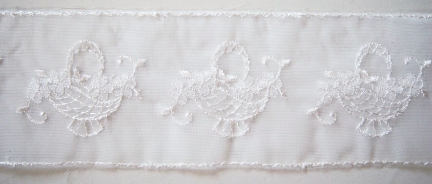 White Embroidered 2 1/4" Organza