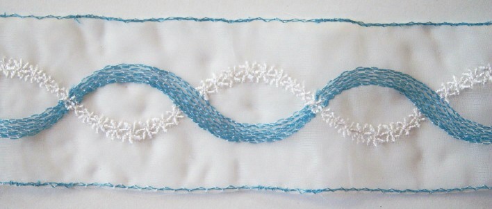 White/Blue 2" Organza