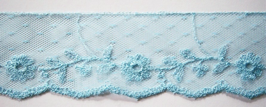 Aqua Embroidered 2 3/8" Tulle