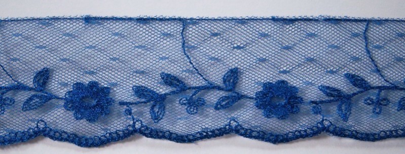 Royal Blue Embroidered 2 3/8" Tulle