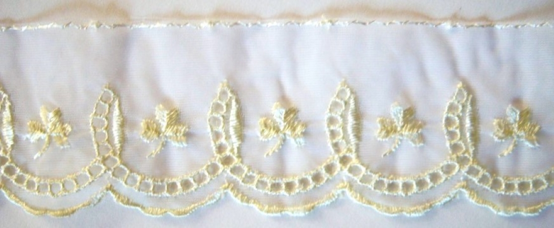 White/Pale Yellow 1 1/2" Organza