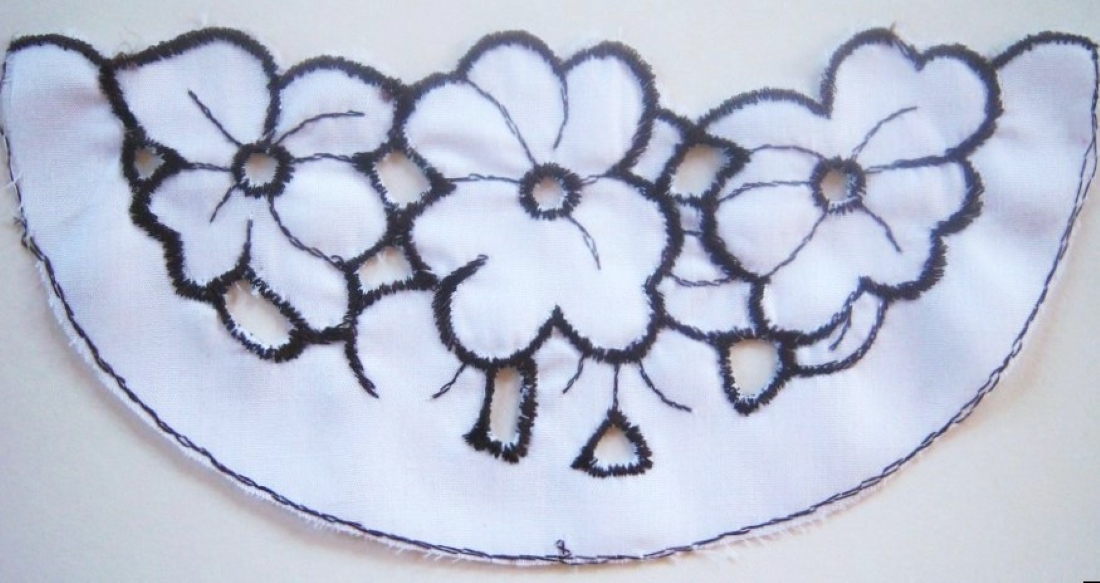 White 8" Embroidered Applique