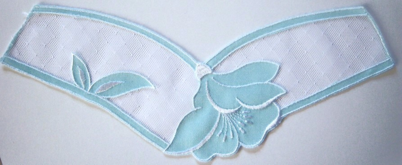 White/Aqua Embroidered Yoke