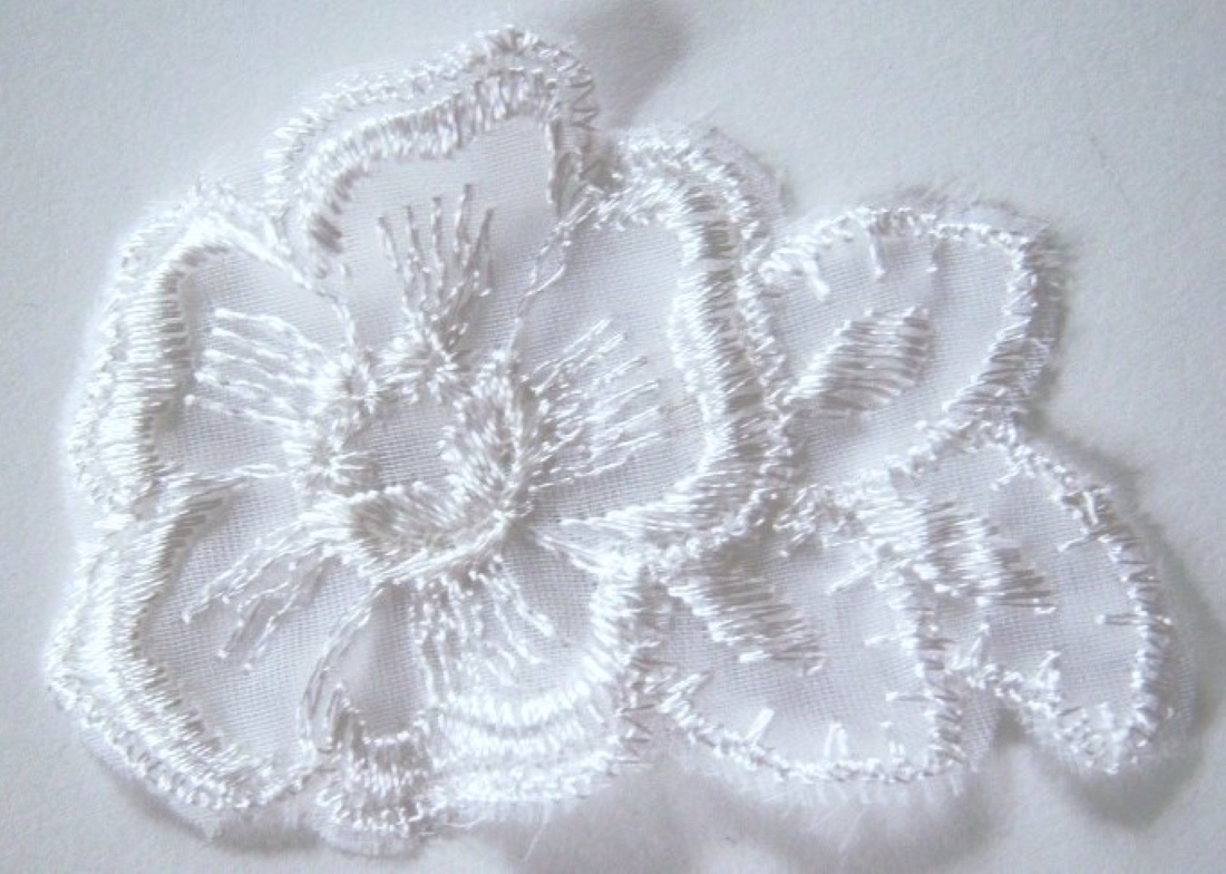 White 2 3/4" Embroidered Applique