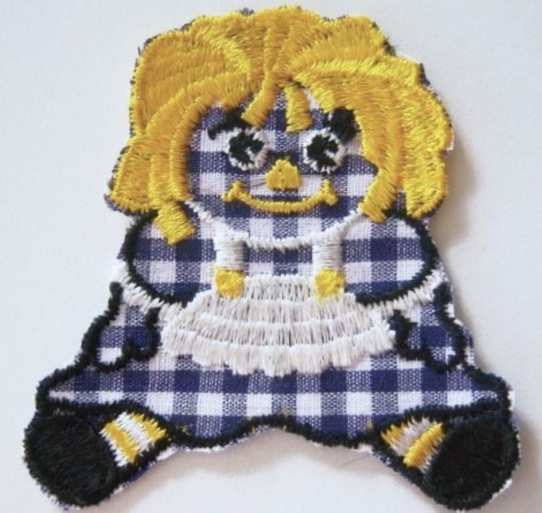 Navy Raggedy Ann Iron On Applique