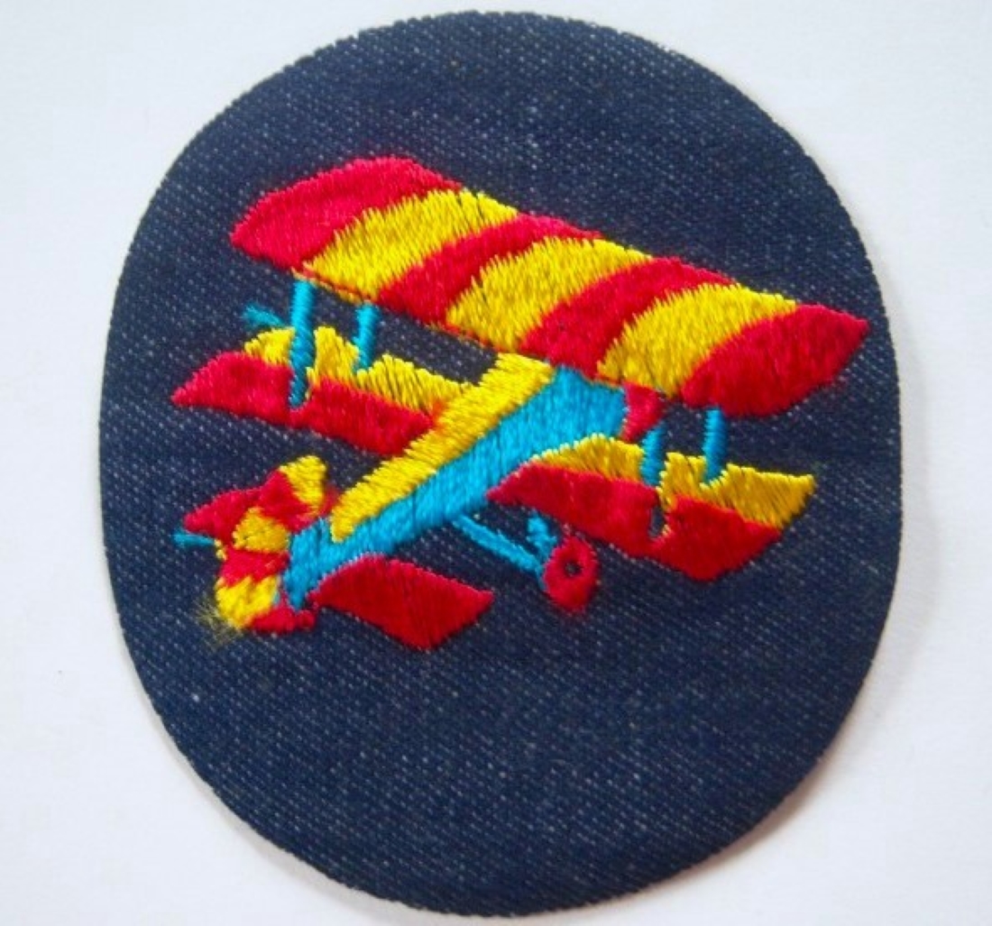 Denim Airplane Iron On Knee Patch