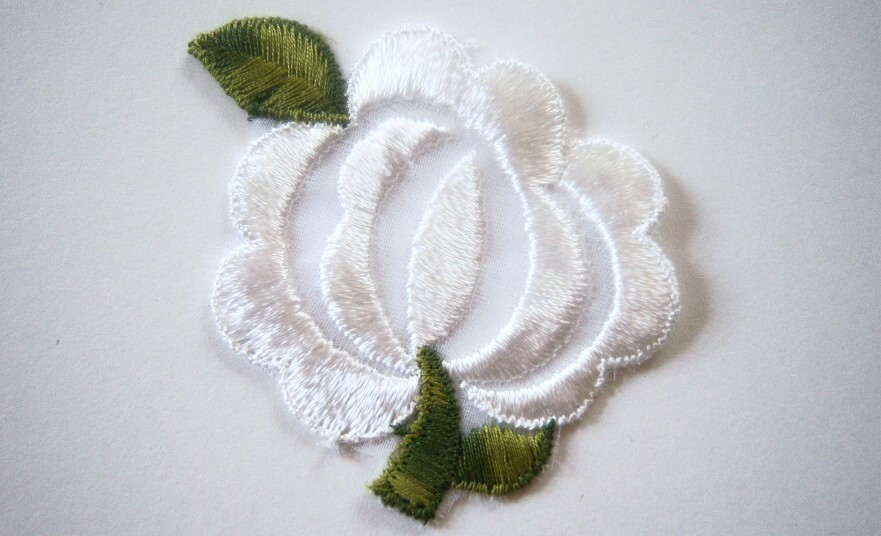 White/Variegated Green Embroidered Applique