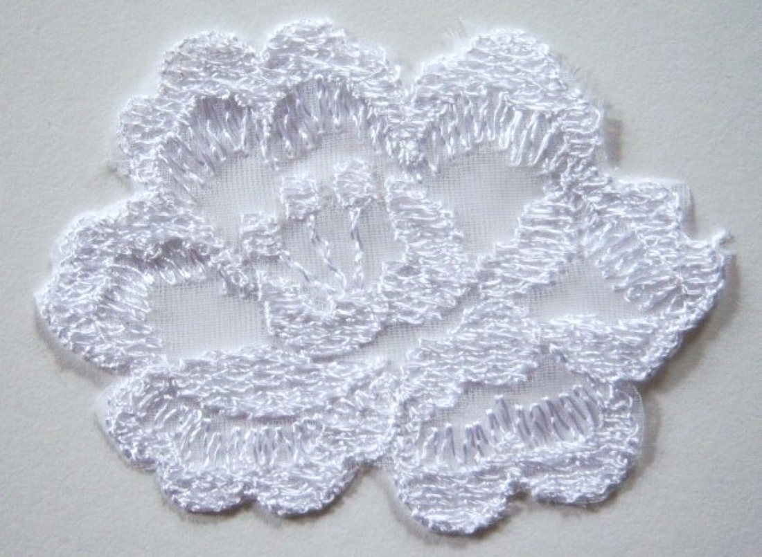 White 2 5/8" Embroidered Applique