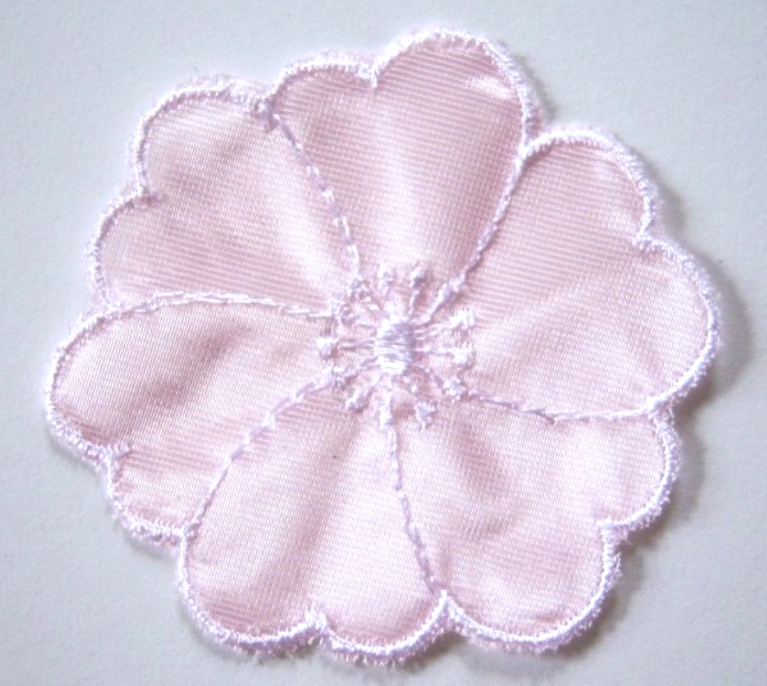 Pink Tricot 3 1/4" Embroidered Applique