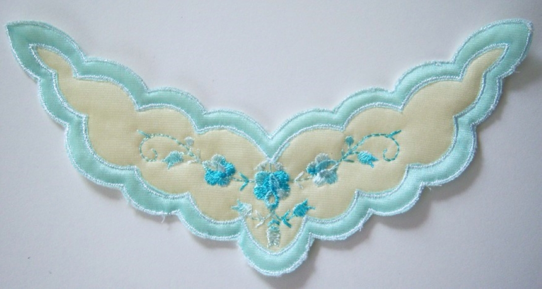 Mint/Yellow Quilted Embroidered Applique