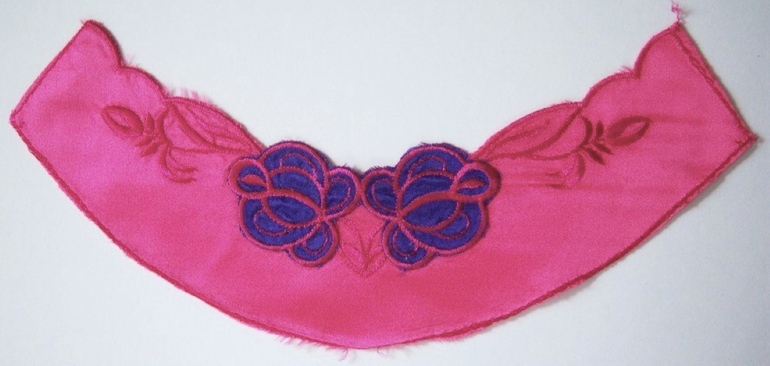 Hot Pink Embroidered Satin Yoke