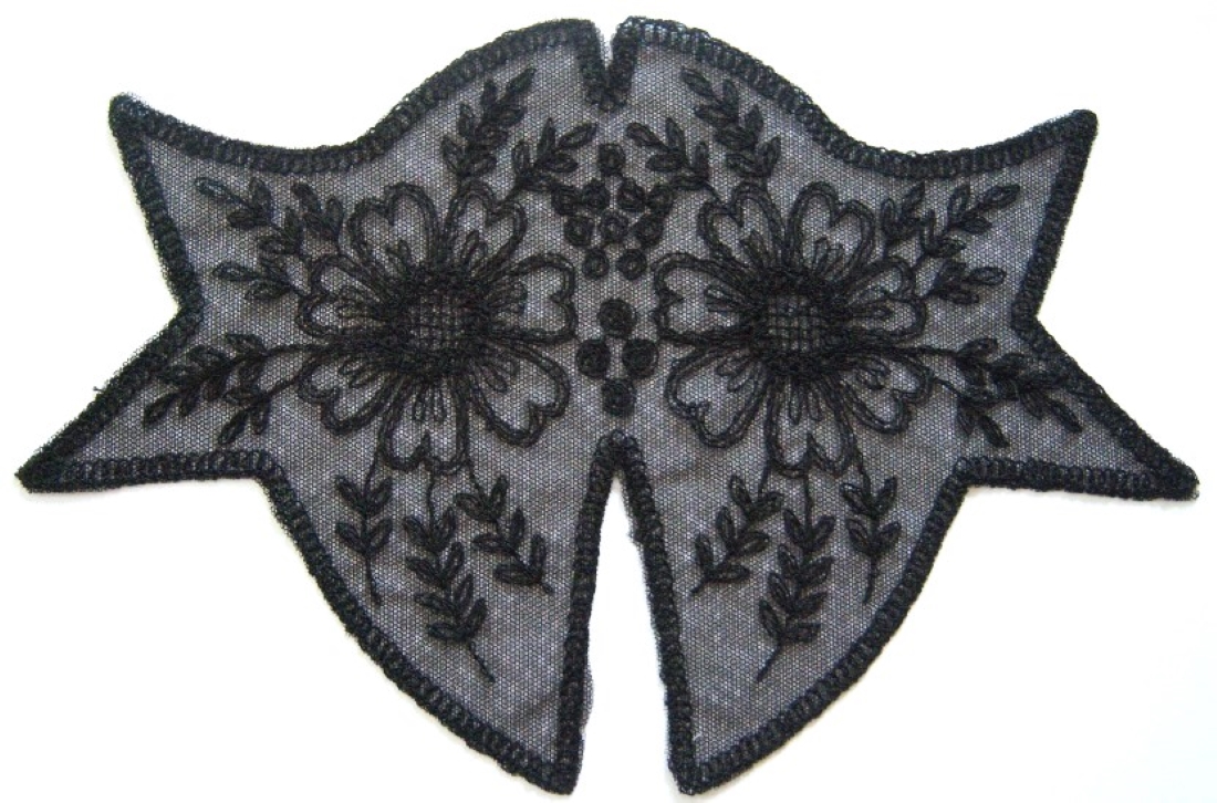 Black 12" Embroidered Tulle Applique