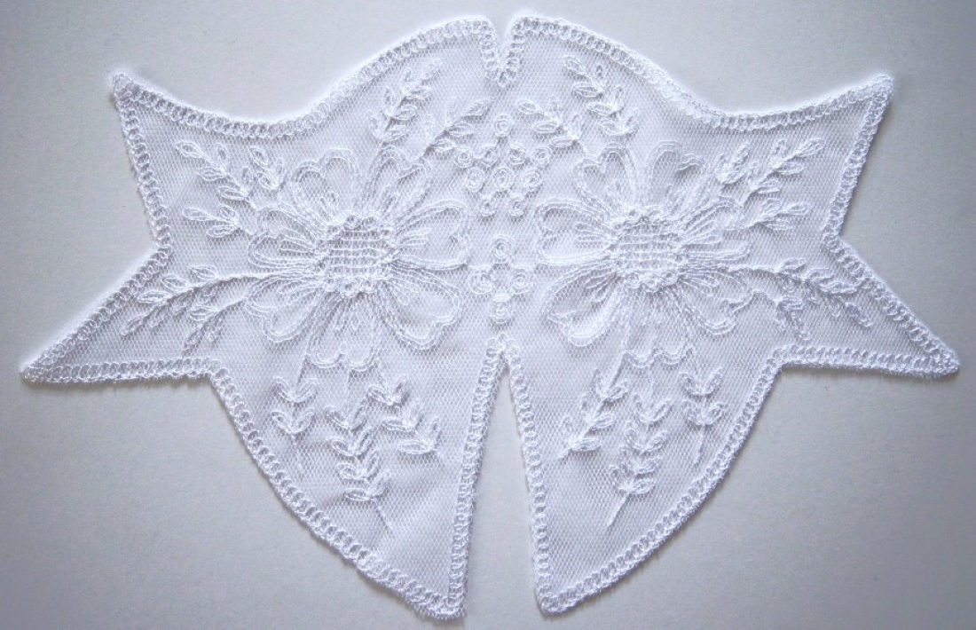 White 12" Embroidered Tulle Applique