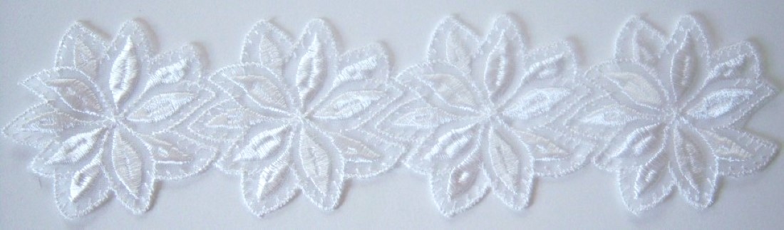 White 8 1/2" Embroidered Applique