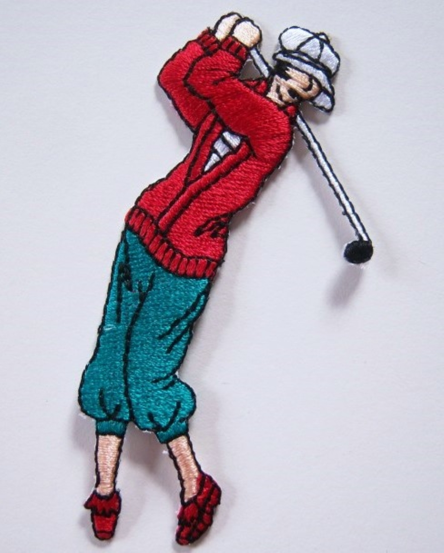 Vintage Lady Golfer Iron On Applique