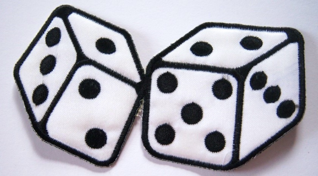 White/Black Dice Iron On Applique