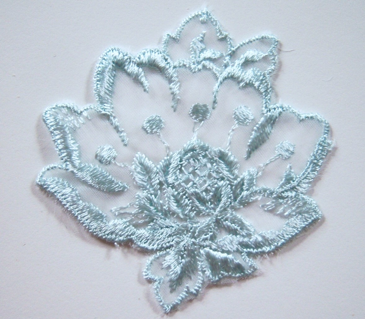 Ice Blue 3 1/4" Embroidered Applique