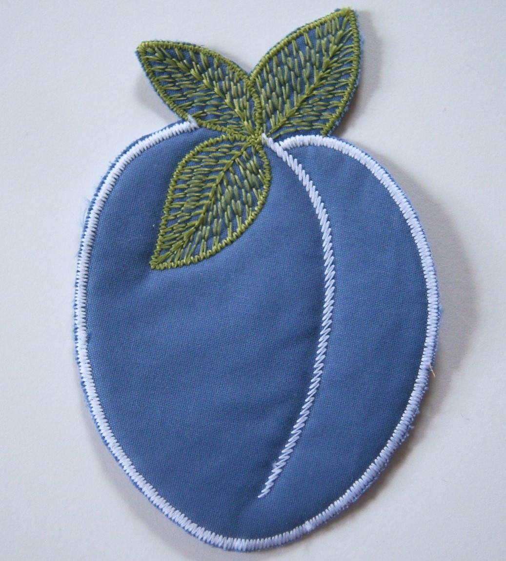 Blue/Olive Quilted Plum Applique