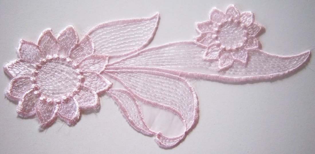 Pink 9 1/4" Embroidered Flower