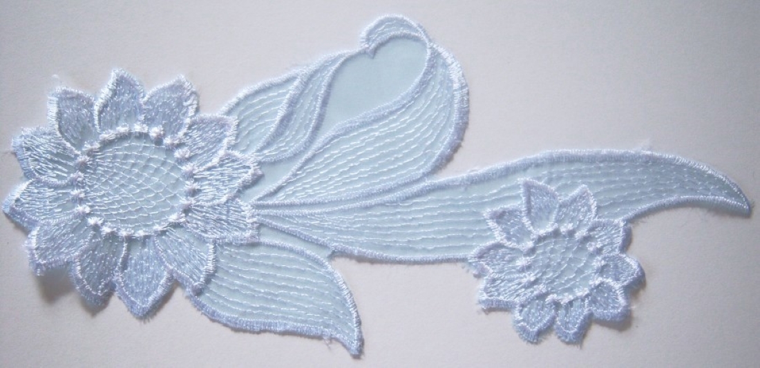 Blue 9 1/4" Embroidered Flower