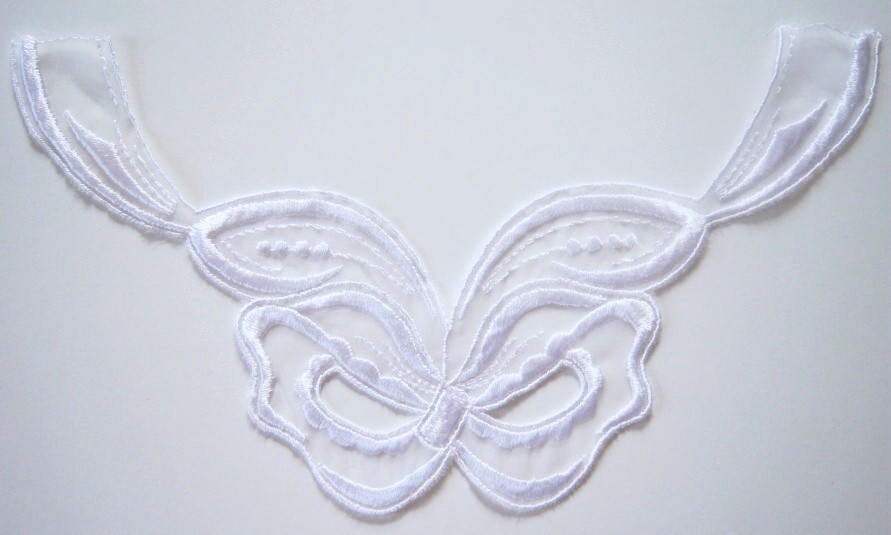 White 11" Embroidered Organza Yoke