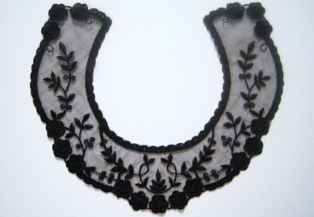 Black 10 3/4" Embroidered Yoke