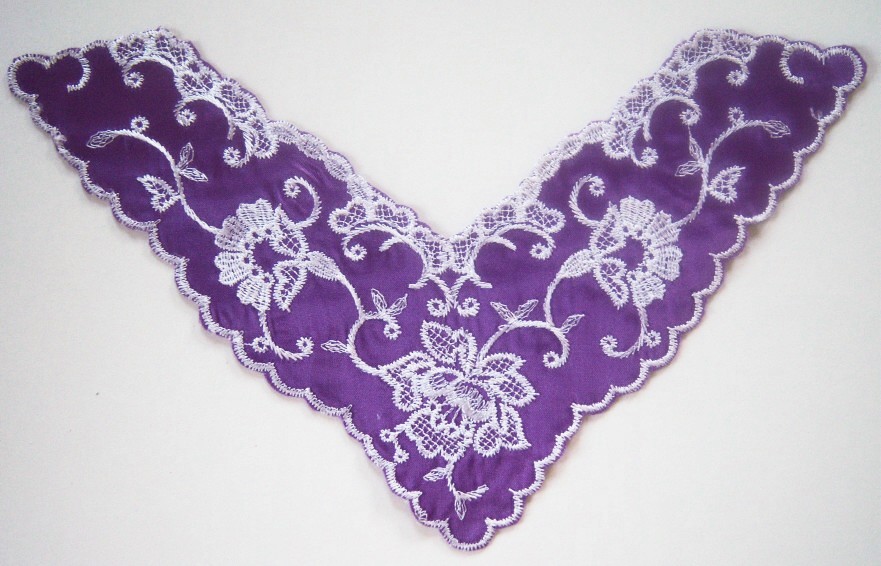 Purple Satin White Embroidered Yoke