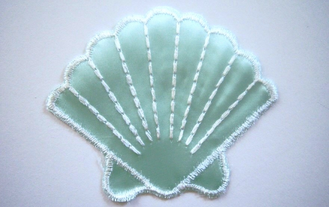 Green Satin Sea Shell Embroidered Applique