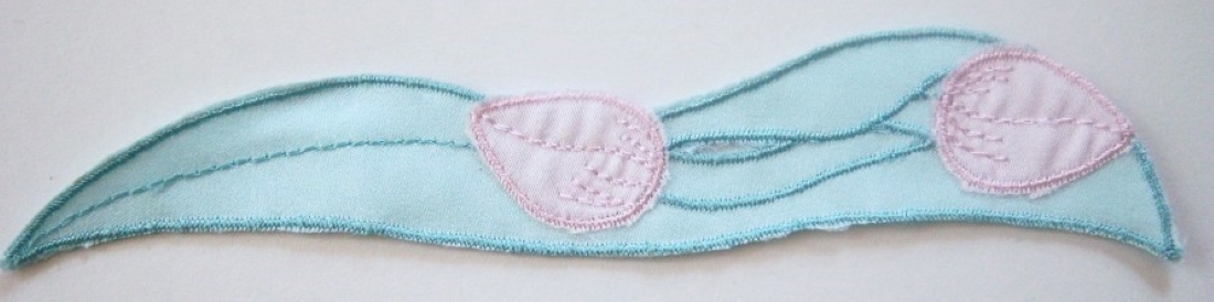 Pink/Mint Buds Embroidered Applique