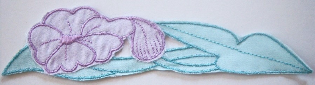 Orchid/Mint Flower Embroidered Applique