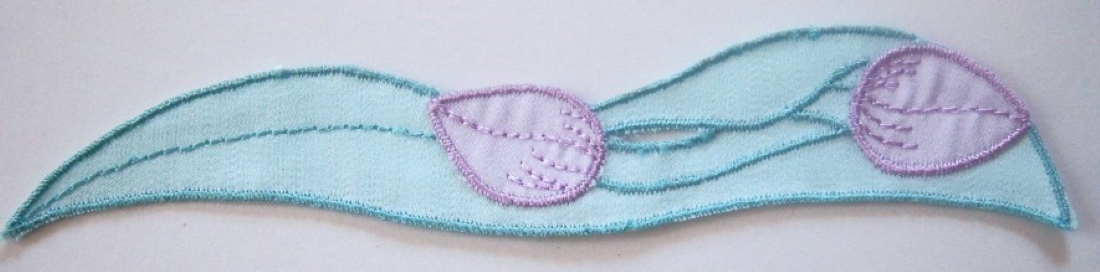 Orchid/Mint Buds Embroidered Applique