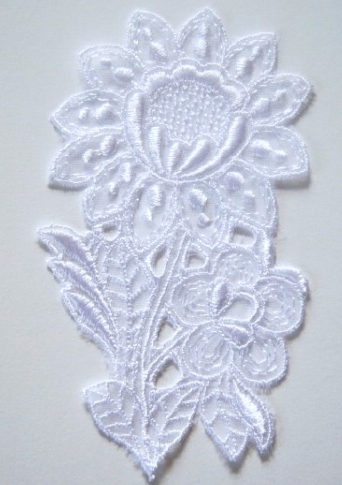 White Organza 5" Embroidered Applique