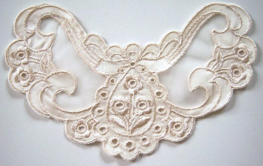 Nude Satin 7" Embroidered Applique