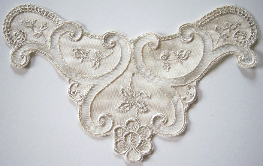 Beige Satin 9" Embroidered Applique