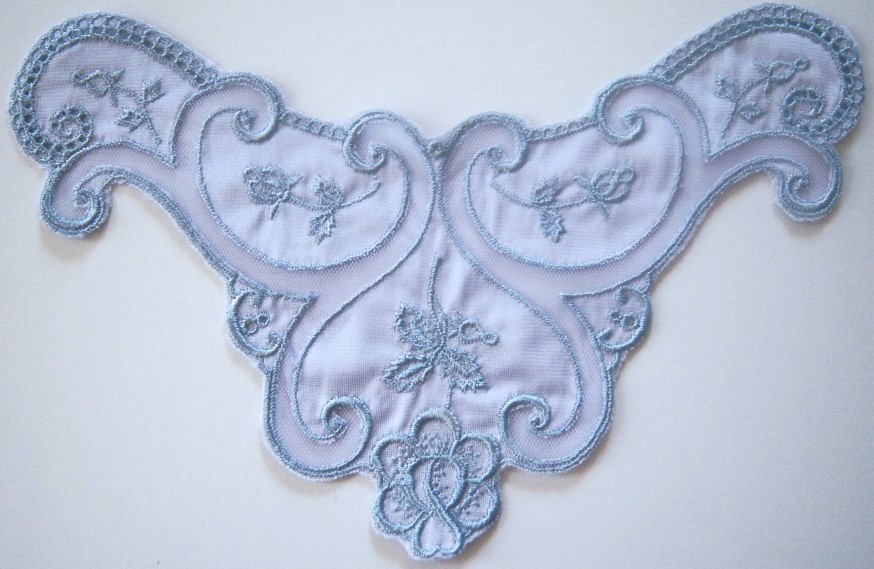 Blue Satin 9" Embroidered Applique