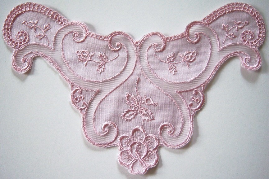 Dusty Rose Satin 9" Embroidered Applique