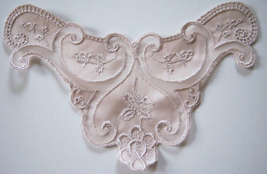 Rosebeige Satin 9" Embroidered Applique