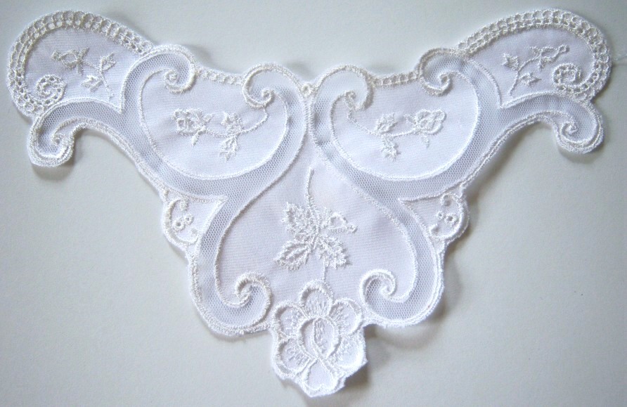 White Satin 9" Embroidered Applique