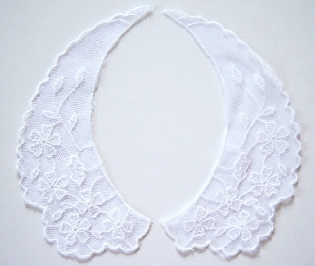 White Embroidered Tulle Collar