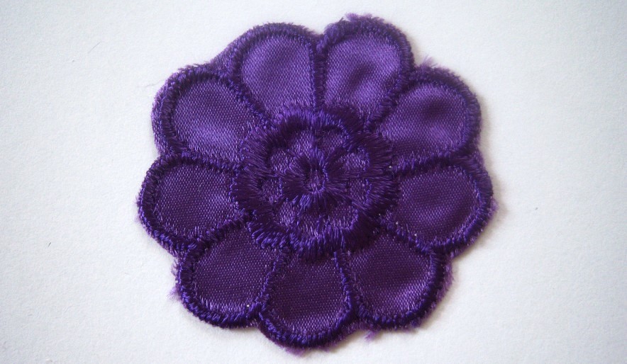 Purple Satin Flower 2" Applique