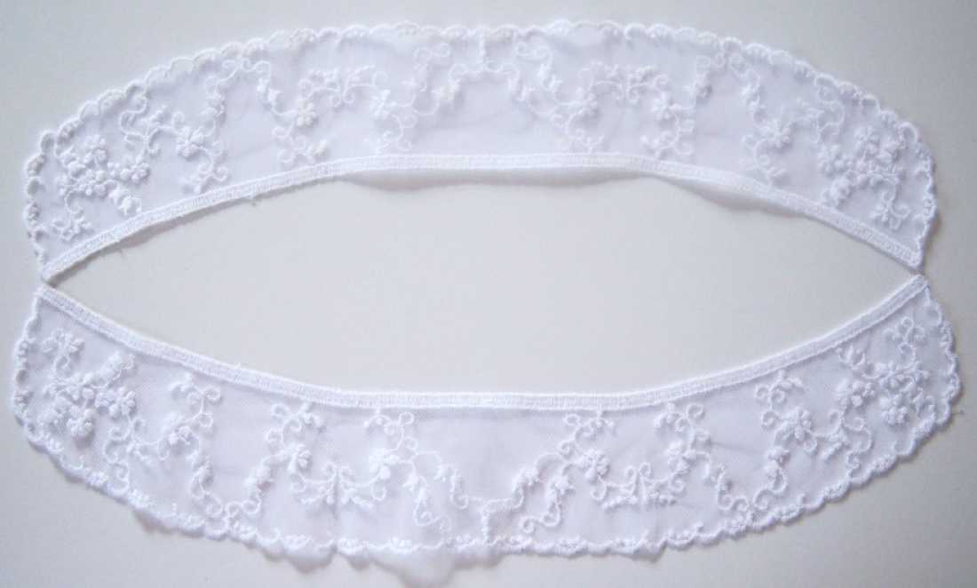 White Embroidered 15"Collar Pair