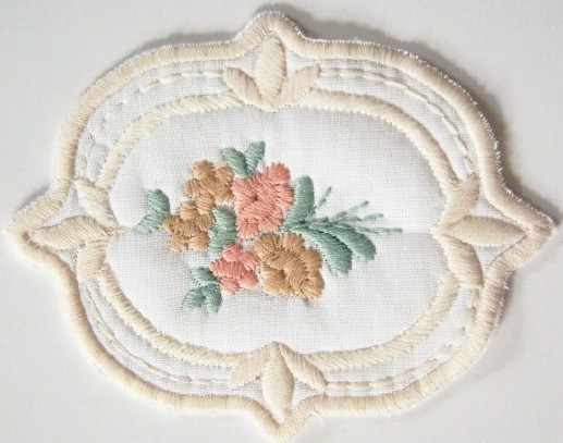 Cream Quilted 5" Embroidered Applique