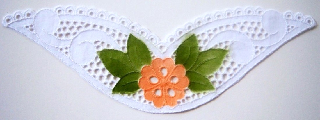 White/Peach Flower Applique