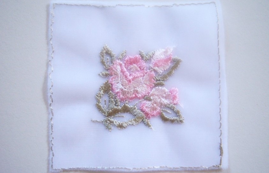 White Square 2 3/4" Embroidered Applique