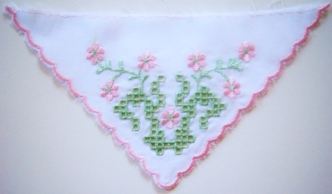 White/Pink/Green Embroidered Applique