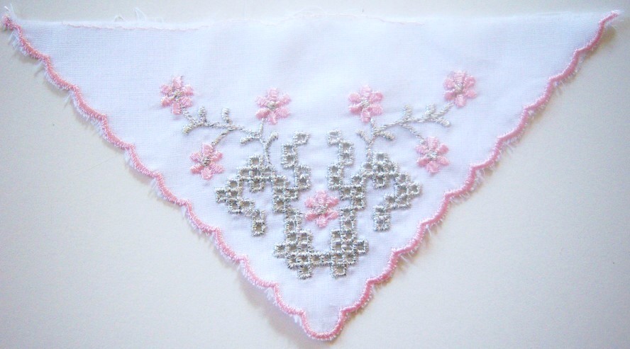 White/Pink/Silver Embroidered Applique