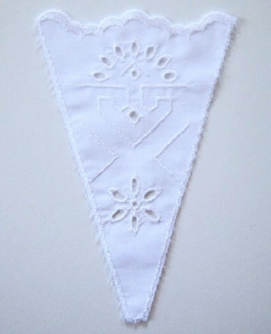 White Cotton 6" Embroidered Applique