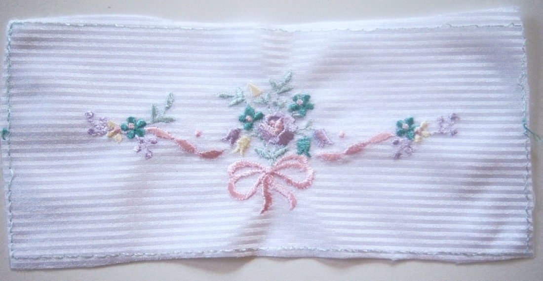 White/Pink 7 1/2" Embroidered Applique